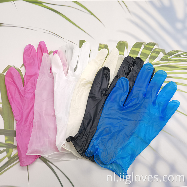 Wegwerp vinylhandschoenen PVC-handschoenen helder blauw /witte /gele kleuren PVC-handschoenen poedervrij en vinylhandschoenen in poedervorm